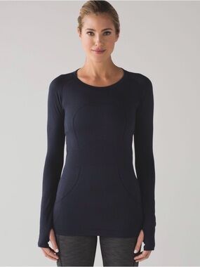 Lululemon Swiftly Tech Long Sleeve Crew in Midnight Navy Sz 8
